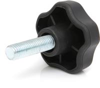 188-3456 RS PRO Black Multiple Lobes Clamping Knob, M8, Threaded Stud