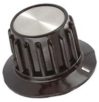 pka90b14 TE Connectivity 35.1mm Black Potentiometer Knob for 6.35mm Shaft Splined, PKA90B1/4
