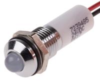 723-9485 RS PRO White Panel Mount Indicator, 24V dc, 8mm Mounting Hole Size, Lead Wires Termination, IP67