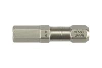 ib-h6x30 Vessel Hexagon Screwdriver Bit, 30 mm Tip, 1/4 in Drive, Hex Drive, 30 mm Overall