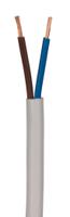 253-7001 RS PRO Mains 0.75 mm² 2 Core Power Cable, White PVC, 5m