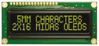 mcob21605g1v-eyp Midas Yellow Passive matrix OLED Display COB Parallel Interface