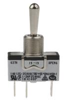 637h2 APEM Toggle Switch, Panel Mount, (On)-Off-(On), SPST, Tab Terminal