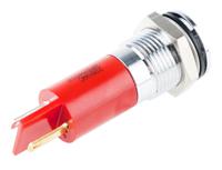 848-4594 RS PRO Red Panel Mount Indicator, 220V ac, 14mm Mounting Hole Size, Faston, Solder Lug Termination, IP67