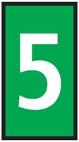 531-15370-hods50-5-pvc-gn HellermannTyton HODS50 Slide On Cable Marker, White on Green, Pre-printed "5", 1.7 → 3.6mm Cable, 531-15370