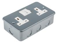 768-3517 RS PRO Grey 2 Gang Plug Socket, 1 Pole Poles, 13A, Type G - British, Indoor Use