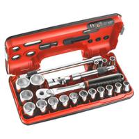 sldbox500pb Facom 21-Piece Metric 1/2 in Standard Socket Set with Ratchet, 6 point