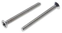 914-1793 RS PRO Pozi M4 Countersunk A2 304 Stainless Steel Machine Screws DIN 965 x 40.0mm