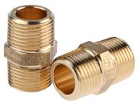 0121-17-17 Legris Brass Pipe Fitting, Straight Threaded Adapter, Male R 3/8in to Male R 3/8in