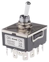 734-6814 RS PRO Toggle Switch, Panel Mount, On-(On), 4PDT, Tab Terminal, 28V dc