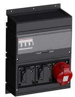mp32 ABB Kombi Series, IP44 Black Panel Mount 1x3P+N+E, 2x1P+E RCD Industrial Power Connector Socket, Rated At 13 A, 32 A
