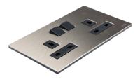 2cla643719n1101-am239147-s ABB Stainless Steel 2 Gang Plug Socket, 2 Poles, 13A, BS 1363