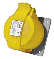 2cma193241r1000-232ru4 Amphenol Industrial, Easy & Safe IP44 Yellow Panel Mount 2P + E Industrial Power Socket, Rated At 32A, 110 V