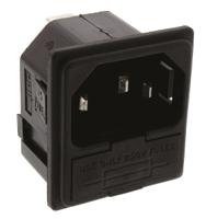 pf00111563 Bulgin C14 Snap-In IEC Connector Male, 10A, 250 V, Fuse Size 5 x 20mm