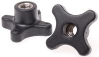 702-7765 RS PRO Black 4-Arm Clamping Knob, M10, Threaded Through Hole