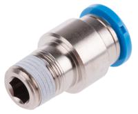 qs-18-8-i Festo QS Series Straight Threaded Adaptor, R 1/8 Male to Push In 8 mm, Threaded-to-Tube Connection Style, 153015