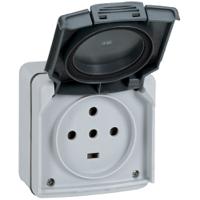 0-916-57 Legrand, Plexo IP55 Grey Surface Mount 3P + N + E Socket Socket, Rated At 20A, 400 V No