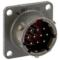 pt02a-12-10p Amphenol Socapex, PT, Copper Alloy 10 Way Panel Mount MIL Spec Circular Connector ReceptacleGreen, Pin Contacts,Shell