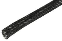 06240006010 SES Sterling Expandable Braided PET Black Cable Sleeve, 10mm Diameter, 100m Length