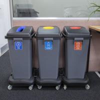 101728 Robert Scott 60 Litre Recycling Waste Bin 60L Grey Slot Polypropylene Waste Bin