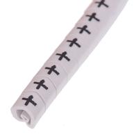 901-10321 HellermannTyton Helagrip Slide On Cable Markers, Black on White, Pre-printed "+", 4 → 9mm Cable,