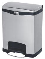1901985 Rubbermaid Commercial Products Slim Jim 30L Silver Pedal Stainless Steel Waste Bin