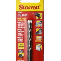 kbar060 Starrett KBAR Series HSS Twist Drill Bit, 6mm Diameter, 93 mm Overall