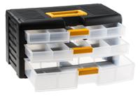 838-6554 RS PRO 3 Drawer Storage Unit, PP, 203mm x 391mm x 197mm, Black
