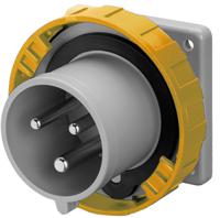 2483290 Scame IP67 Yellow Panel Mount 2P + E Industrial Power Plug, Rated At 32A, 110 V