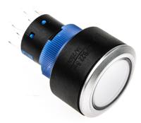 175-8321 RS PRO Illuminated Push Button Switch, Momentary, Panel Mount, 22.2mm Cutout, DPDT, Blue LED, 250V ac, IP65