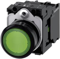 3su1102-0ab40-1ba0 Siemens SIRIUS ACT 3SU11 Series Illuminated Push Button Complete Unit, Panel Mount, 22mm Cutout, SPST, Green LED, 24V,