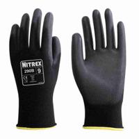 290b-09 Unigloves 290B Black Polyester (Liner) Work Gloves, Size 9, Polyurethane Coating