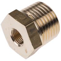 0163-21-10 Legris Brass Pipe Fitting, Straight Threaded Reducer, Male R 1/2in to Female G 1/8in
