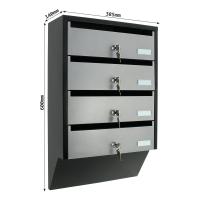 t06209 Silver/Black Mailbox, 600 mm x 385mm x 140 mm