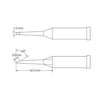 gt4-hf6010s Metcal GT4-HF6010S 1.0 x 16 mm Hoof Soldering Iron Tip for use with Soldering Iron
