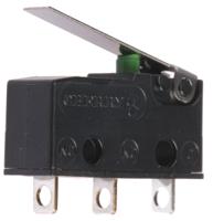 db3c-a1lb ZF Short Lever Micro Switch, Solder Terminal, 100 mA @ 30 V dc, SPDT