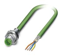 1437821 Phoenix ContactSACCBP, 2m Cat5, Green M12 to Male Unterminated, Terminated PUR Sheath