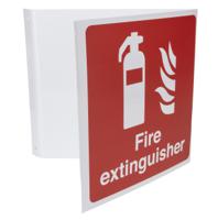 146-390 Polypropylene Fire Safety Sign, Fire Extinguisher With English Text Self-Adhesive