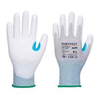 a699g6rxs Portwest A699 - MR13 ESD PU Palm Glove (Pk12) Grey, White Carbon Fibre, Elastane, Polyester, Steel Fibre Work Gloves,
