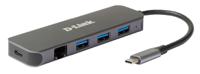 dub-2334 D-Link 4 Port USB 1.1, USB 2.0, USB 3.0 USB C USB C Hub, USB Bus Powered, 118 x 35 x 13.5mm