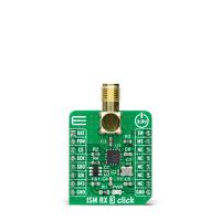 mikroe-4828 MikroElektronika ISM RX 3 Click MAX41470 RF Receiver Add On Board for mikroBUS socket 960MHz MIKROE-4828