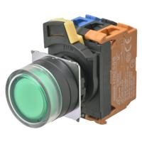 a22nl-bgm-tga-g102-gc Omron Illuminated Push Button Switch, Momentary, SPST, Green LED, IP66
