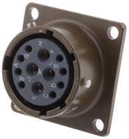 kpt02e14-12s ITT Cannon, KPT, Copper Alloy 12 Way Box Mount MIL Spec Circular Connector Receptacle, Socket Contacts,Shell Size 14,