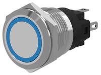 82-65511124 EAO 82 Series Illuminated Push Button Switch, Momentary, Panel Mount, 22.3mm Cutout, SPDT, Blue LED, 240V, IP65, IP67
