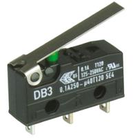 db3c-a1lc ZF Hinge Lever Micro Switch, Solder Terminal, 100 mA @ 30 V dc, SPDT