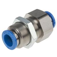 qss-10-f Festo QSS Series Bulkhead Tube-to-Tube Adaptor, Push In 10 mm to Push In 10 mm, Tube-to-Tube Connection Style, 130643