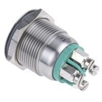 mpi002tegn24 Bulgin MPI002 Series Illuminated Push Button Switch, Momentary, Panel Mount, 19.2mm Cutout, SPST, Green LED, 24V dc,