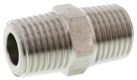 1821-13-13 Legris Stainless Steel Pipe Fitting, Straight Hexagon Coupler, Male R 1/4in x Male R 1/4in
