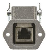 09452151108 Harting Han 3A RJ45 Series Female RJ45 Connector, Panel Mount, Cat5 Right Angle 1 Port 8 -Way