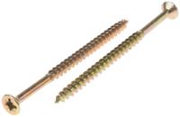 144-3494 RS PRO Pozidriv Countersunk Steel Wood Screw, Yellow Passivated, Zinc Plated, 6mm Thread, 100mm Length